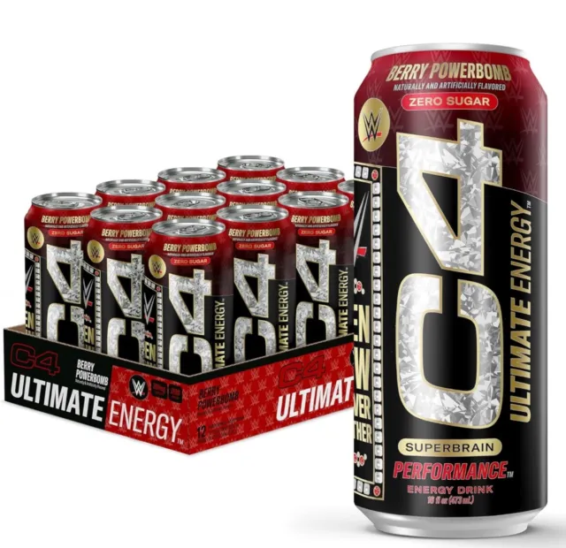 C4 Ultimate x WWE | 300 mg bebida energética sin azúcar con cafeína | Berry Powerbomb