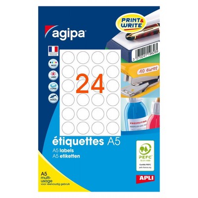 Agipa étiquettes adhésives rondes diamètre 1,5 cm Agipa 