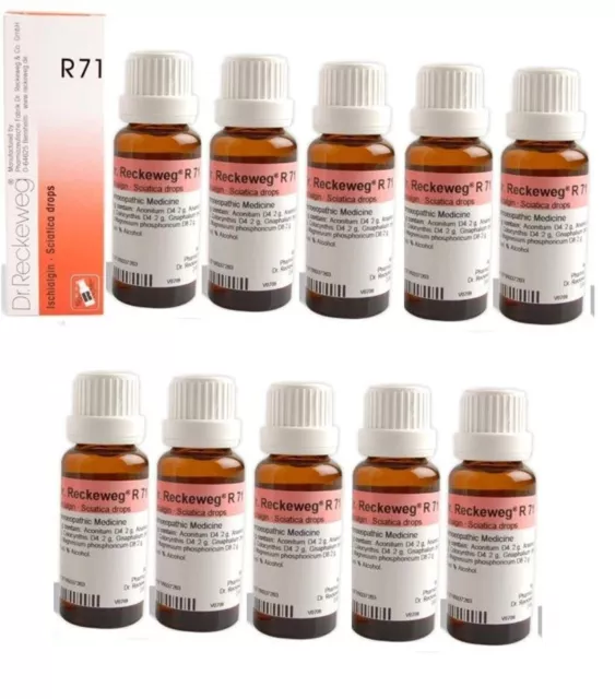 Pack de 10 gouttes homéopathiques en vente libre Dr Reckeweg R71 22 ml...