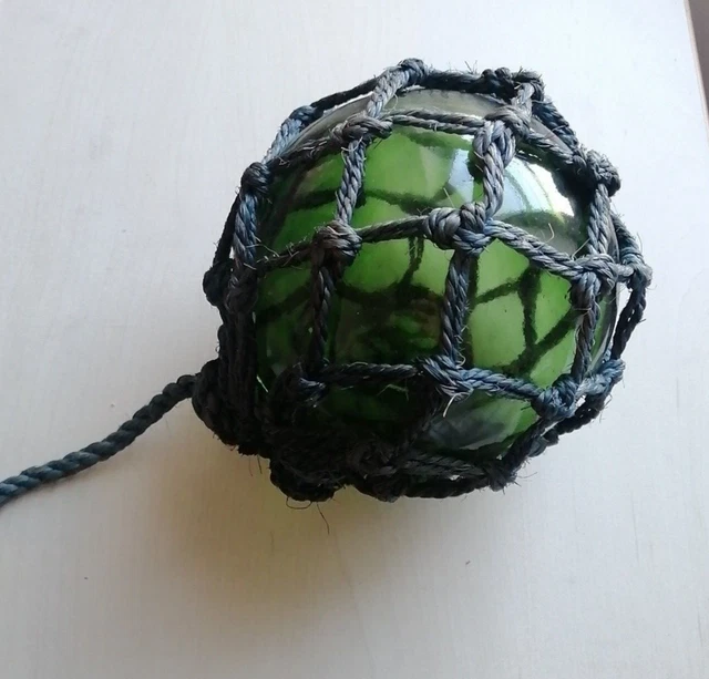 Pendentif Ancien Boule De Verre Soufflé Vert Art Nouveau - Argenté - France