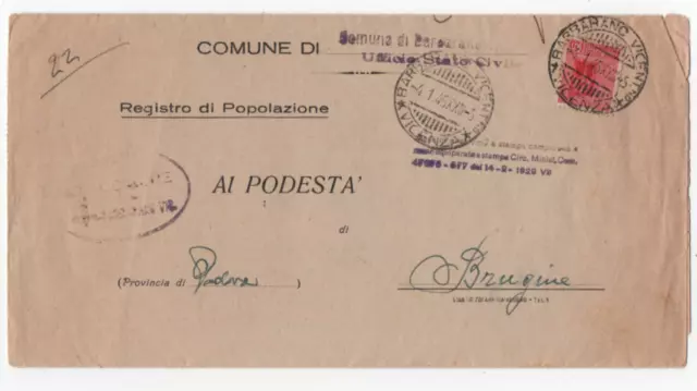 Rsi Barbarano Vicentino 4/1/1945 Lettera Del Comune Per Il Podesta' Di Brugine