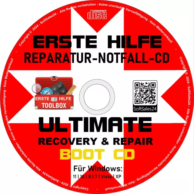 ✅ Pc Notfall Reparatur Recovery Repair Sicherung Boot Cd Windows Xp 7 8 10 11 👍