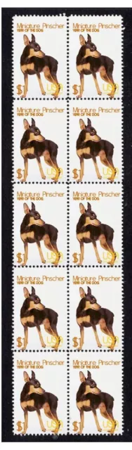 Miniature Pinscher  Year Of The Dog Strip Of 10 Mint Stamps 5