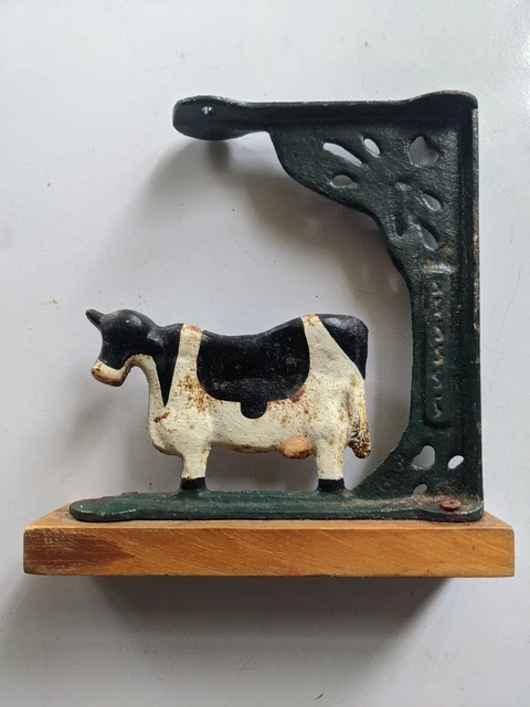 Vintage Cast Iron Cow Wall Hanger 6" x 6"