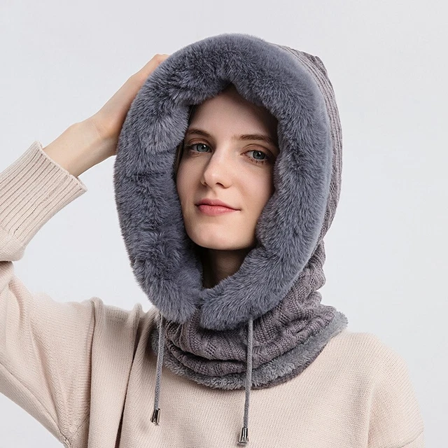 Bufanda para Mujer De Piel Mascara para Invierno Gorro De Punto Pasamontañas 21