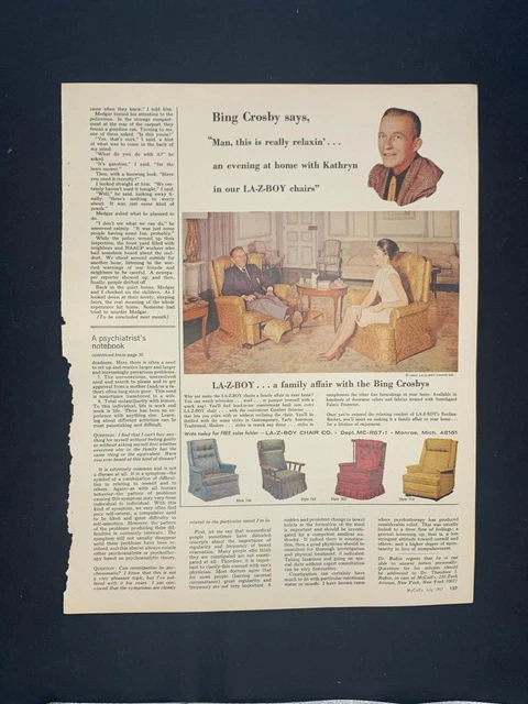 Magazine Ad* - 1967 - LA-Z-BOY Loungers - Bing Crosby