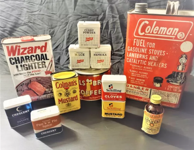 1970s Household Tin🥫 Merchandise, Memorabilia, Seasonings🧂, Cans, Old products