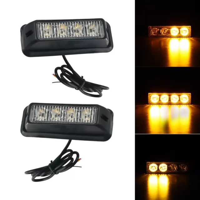 4 LED Arancione Ambra ` 2x 12-24V Faro Recupero Lampeggiante Breakdown Strobo