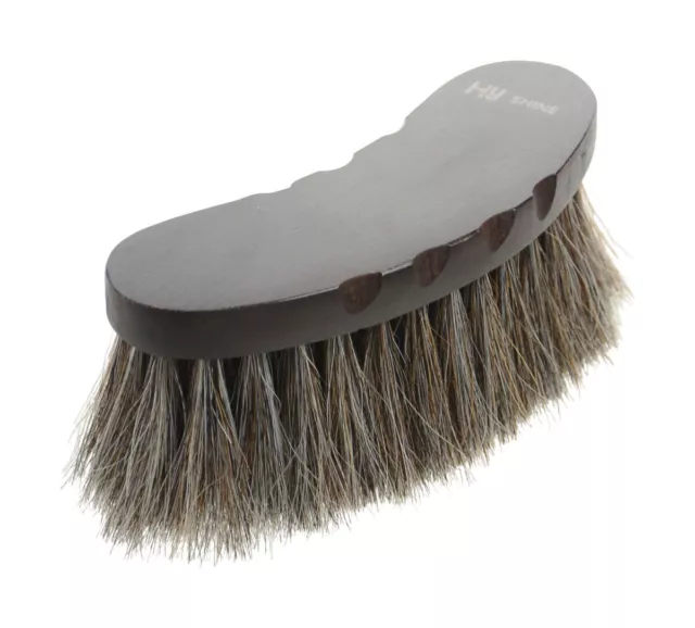 Hy Equestrian Deluxe Half Round Brush With Horse Hair & Ergonomic Finger Slots