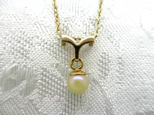VINTAGE SARAH COVENTRY 1/20/12 K Gold Filled Pearl Necklace Pendant 18 ...