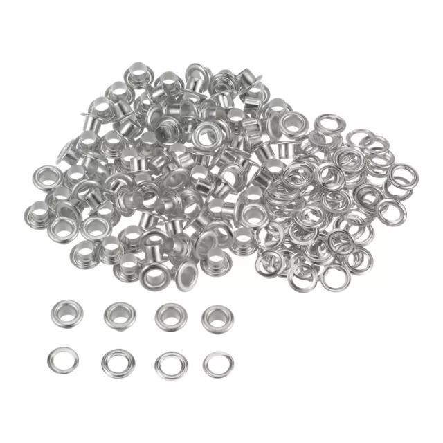 100set Grommets Kit Metal Eyelets 4mm Grommet for Shoes Clothes, Silver Tone