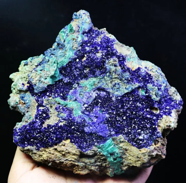 2.98lb Natural Rare Glittering Azurite Malachite Crystal Geode Mineral Specimen