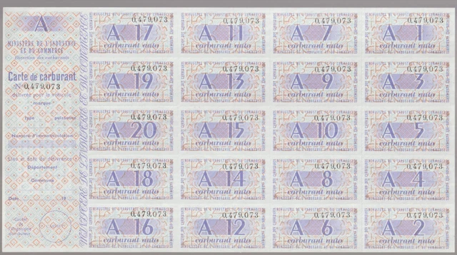 France Cinderellas Fiscal Billets Ration Carburant Auto Ministere 1949-59 NR 2