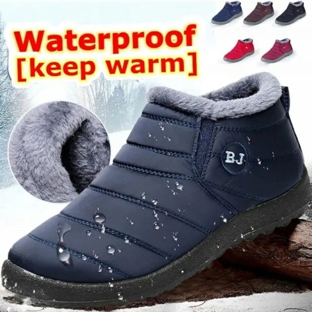 Mens Snow Ankle Winter Warm Boots Shoes Ladies Fur Lined Waterproof Non-slip