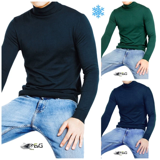 Maglione Invernale Uomo Maglia Maglioncino Lana Collo Alto Dolce Vita  Slim Fit
