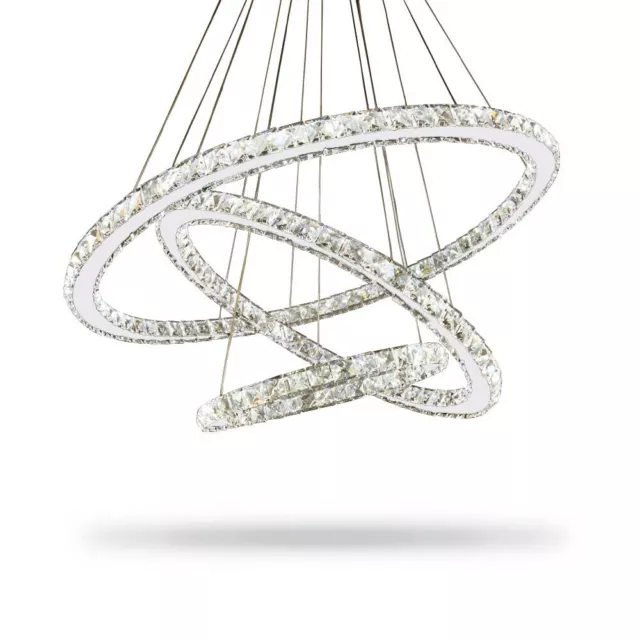 Modern Ring Led Crystal Chandelier Ceiling Light Suspension Pendant Lamp