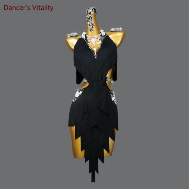 LOT Latin Dance Tassel Skirt for Women Rumba Chacha Professional Costume Dress