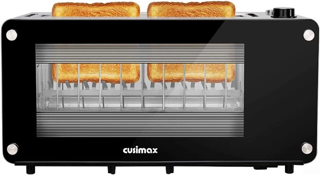 Toaster 2 Slice, Toaster Long Slot with Glass Window Bagel Toasters, Artisan Br