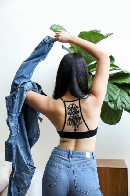 WOMEN'S BOHO EMBROIDERED Tattoo Back Bralette Bra Sexy Racerback Crop Top  $8.99 - PicClick