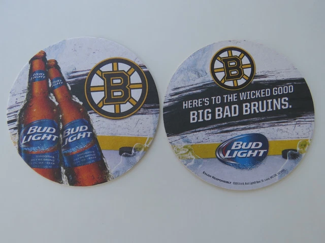 Beer Brewery Coaster: Anheuser-Busch Bud Light; BOSTON Bruins NHL Hockey Sponsor
