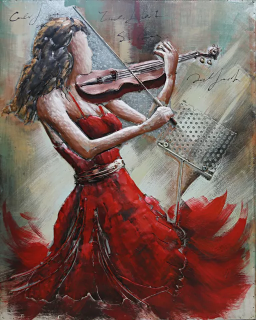 Handcrafted 3D Metal Painting Violin - Abstract Modern Wall Art, Metal Artwork