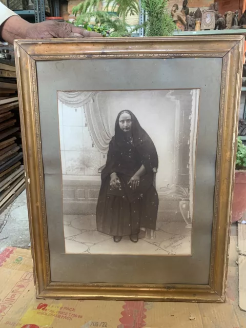 Late 19th Century Vintage Unknown Lady Portrait Black & White Photograph Framed