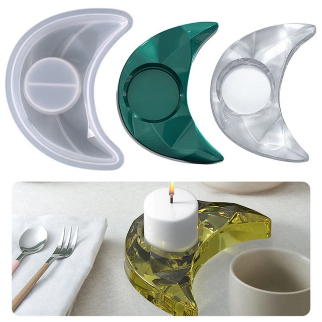 Moldes de resina para velas de luz verde azulada modelado de luna molde de silicona para artesanía hágalo usted mismo