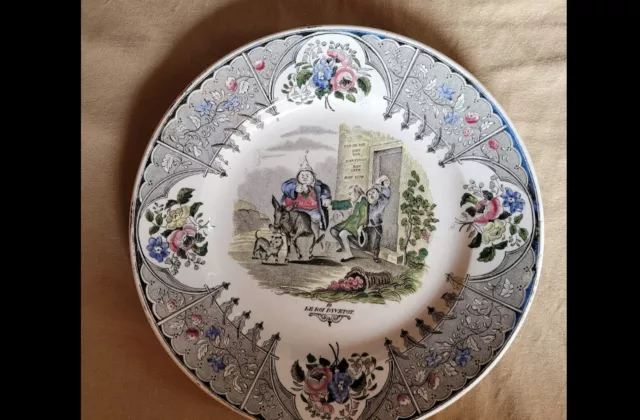 Ancienne assiette polychrome Creil Montereau