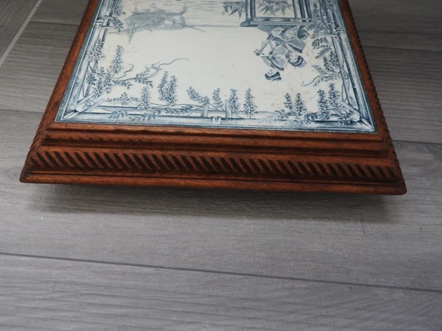 Ancien Dessous De Plat Musical - Faïence Et Bois - Années 1920-1940 - Décor Fleur