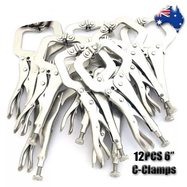 12pcs Heavy Duty Steel 6" C-Clamps Mig Welding Locking Plier Vice Grip