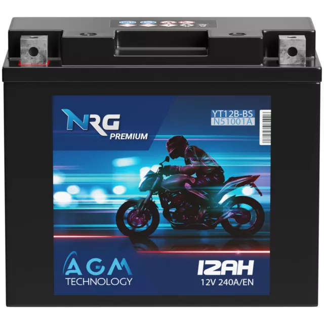 NRG YT12B-BS AGM Motorradbatterie 12Ah 12V 240A/EN 51001 YT12-B4 GT12B-4 CT12B-4