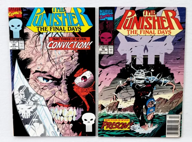 The Punisher #55 #56 -Final Days 1991 Punisher In Rykers Island Vs Jigsaw Marvel