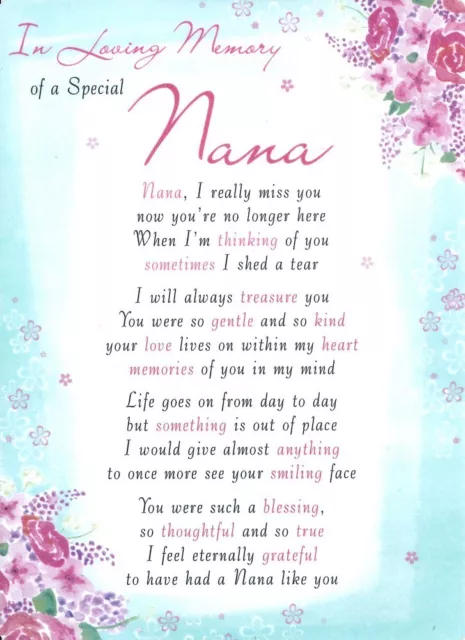 Grave Card IN LOVING MEMORY OF A SPECIAL NANA Graveside Memorial Funeral