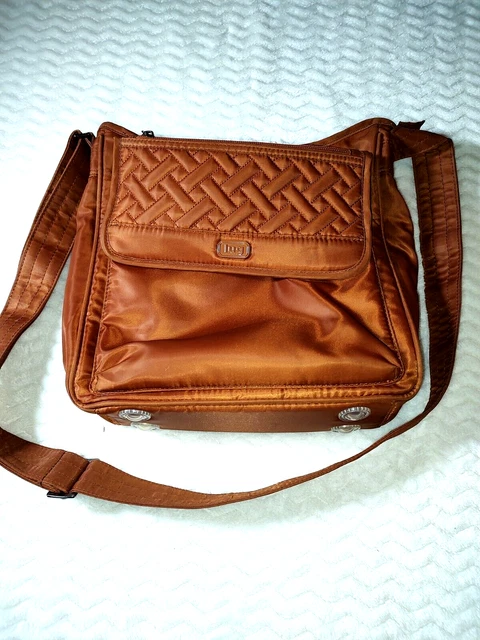LUG Brown/Bronze Hopscotch RFID Protected Crossbody Bag Zip Top & Pockets