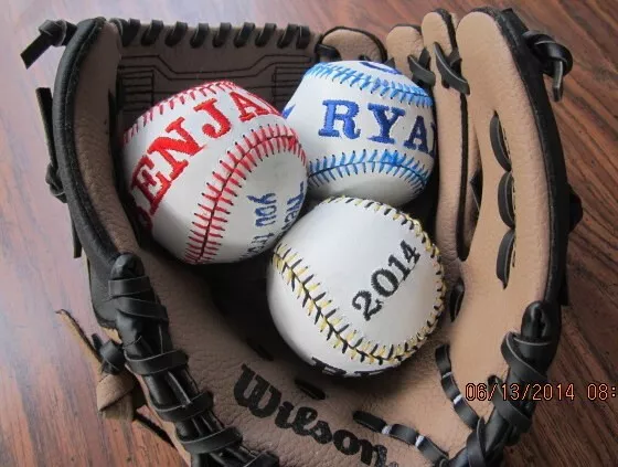 Customized Embroidered Baseball = Personalized gifts for Father's Day, New Grad.