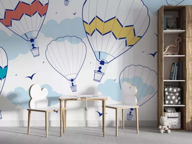 3D SKY CLOUD Hot Air Balloon Kids Wallpaper Wall Murals Removable ...