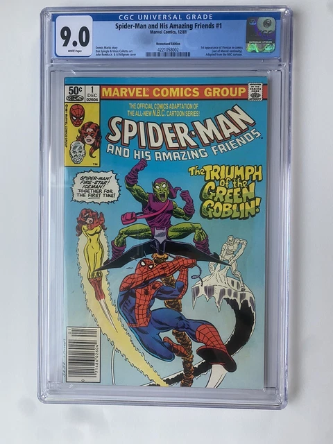 SPIDER-MAN AND AMAZING FRIENDS #1 NEWSSTAND. CGC 9.0 WHITE PAGES. 1st FIRESTAR