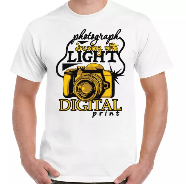 T-shirt fotografia disegno fotografico con luce uomo divertente fotocamera fotografo