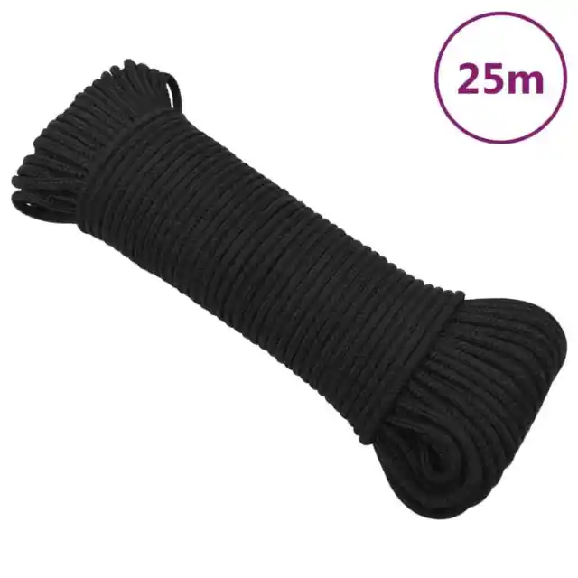 Corde de bateau Noir complet 3 mm 25 m Polypropylène, Chaînes, câbles e cordes,