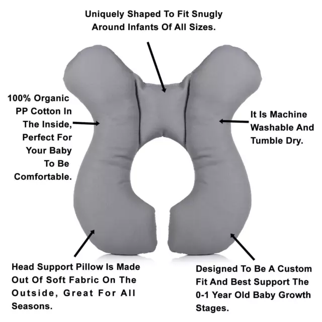 Lebogner Baby Head Support Pillow, Newborn Infant Head & Neck Cushion Perfect 2