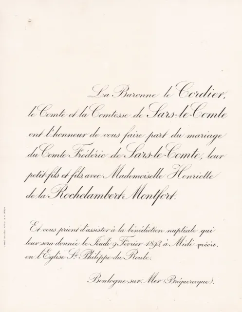 Frédéric Le Maire De Sars-Le-Comte 1893 Françoise De La Rochelambert-Montfort 2