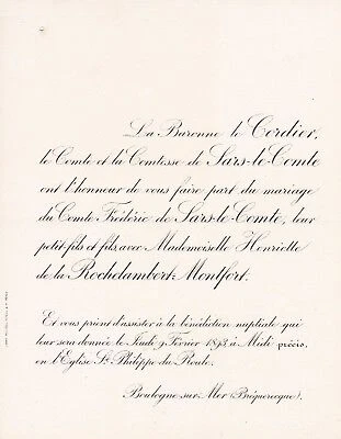 Frédéric Le Maire De Sars-Le-Comte 1893 Françoise De La Rochelambert-Montfort 2