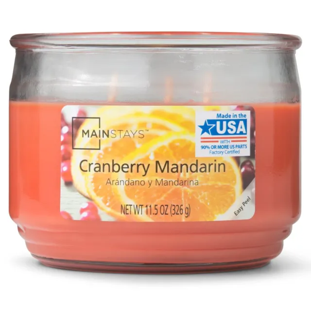 Mainstays Cranberry Mandarin Scented 3-Wick Glass Jar Candle, 11.5 oz.