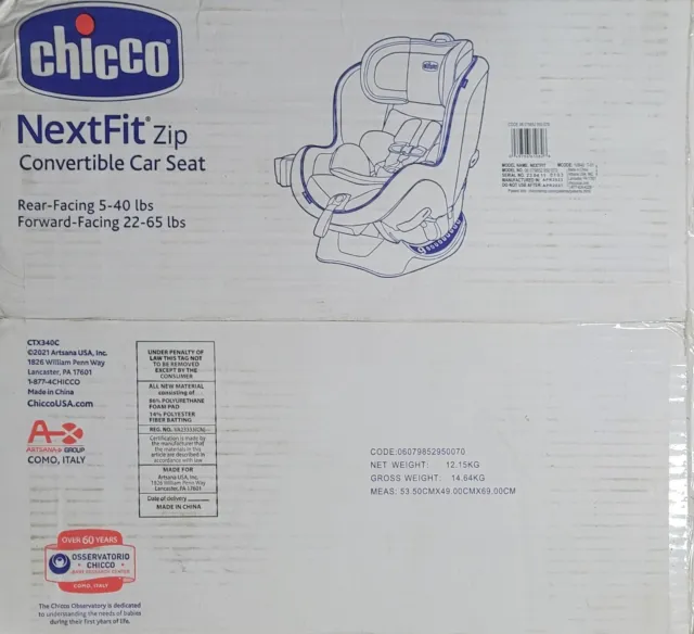 Chicco NextFit Zip Convertible Car Seat - Rear or Forward Facing, Carbon 3