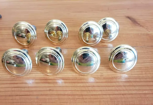 8 Vintage Round Keeler Brass KBC Cabinet Knobs Drawer Pulls 1.25" w/ Screws