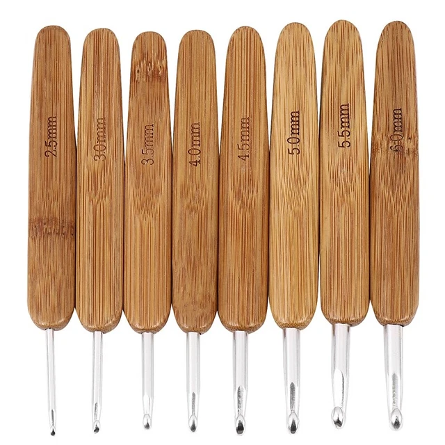 Kit de ganchos de ganchillo de bambú para principiantes mango de aluminio mixto bambú Z4