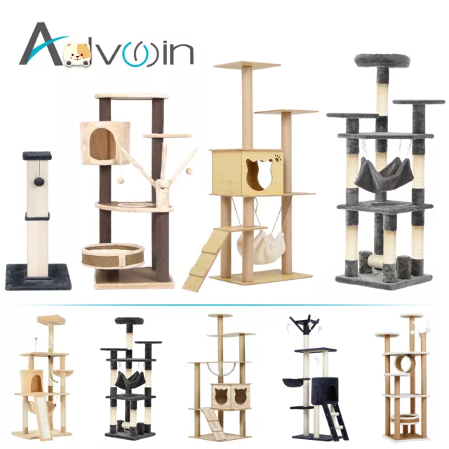 Advwin Cat Tree Tower Scratching Post Scratcher Wood Condo Pet House Bed Toys