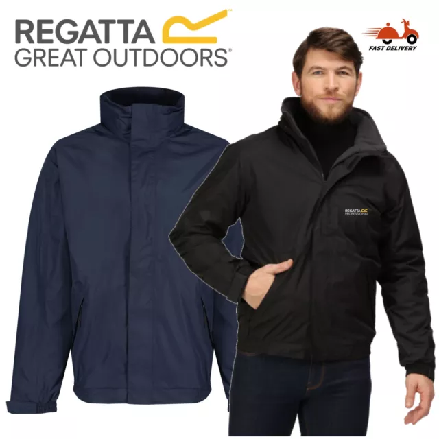 Mens Regatta Dover Jacket Fleece Lined Waterproof Hooded Full Zip Bomber Coat