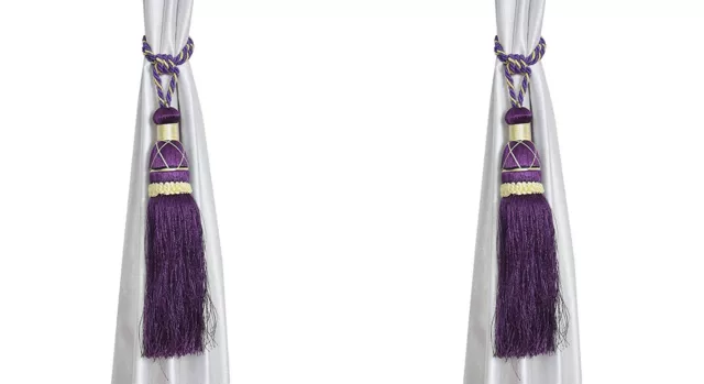 Beautiful Polyester Tassel Rope Curtain Tieback Purple Lace set of 2 Pcs no