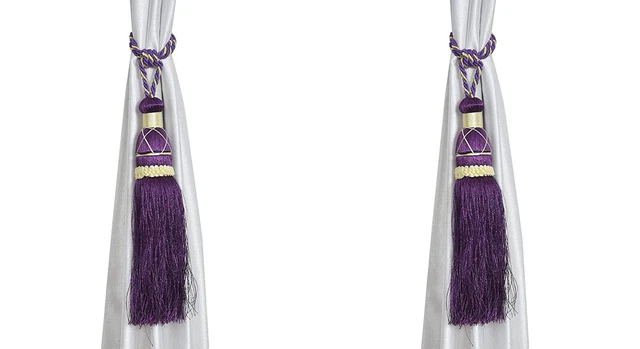 Beautiful Polyester Tassel Rope Curtain Tieback Purple Lace set of 2 Pcs
